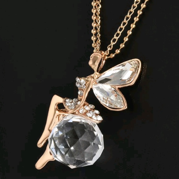 Jewelry - Fairy Pendant Sitting on Chrystal with Necklace
